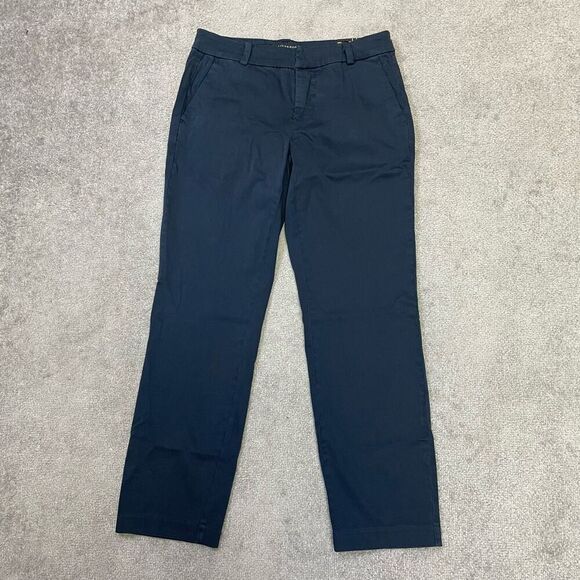 NWT Liverpool Womens Flat Front Straight Leg Chino Trouser Pants Navy Size 4/27 - Picture 1 of 7